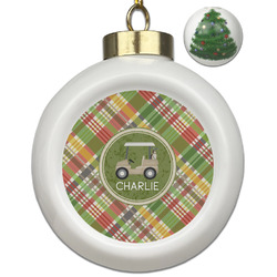 Golfer's Plaid Ceramic Ball Ornament - Christmas Tree (Personalized)