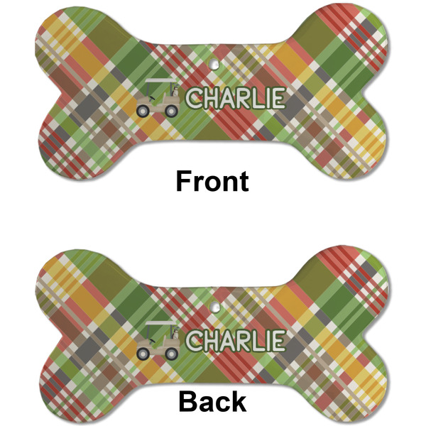 Golfer's Plaid Ceramic Flat Ornament - Bone Front & Back (APPROVAL)