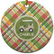 Golfer's Plaid Round Ceramic Ornament w/ Name or Text