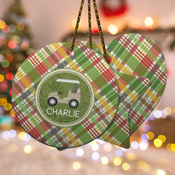 Golfer's Plaid Ceramic Ornament w/ Name or Text