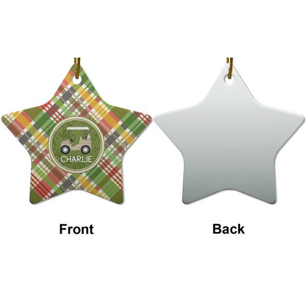 Golfer's Plaid Ceramic Flat Ornament - Star Front & Back (APPROVAL)