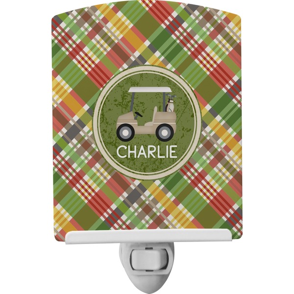 Custom Golfer's Plaid Ceramic Night Light (Personalized)