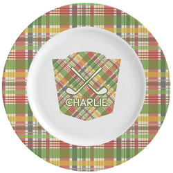 Golfer's Plaid Ceramic Dinner Plates (Set of 4) (Personalized)