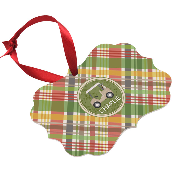 Golfer's Plaid Christmas Ornament (Angle View)