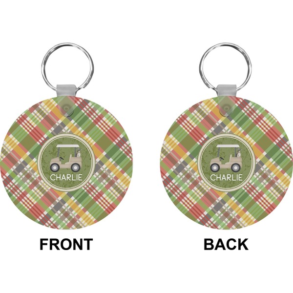 Golfer's Plaid Circle Keychain (Front + Back)
