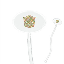 Golfer's Plaid 7" Oval Plastic Stir Sticks - Clear (Personalized)
