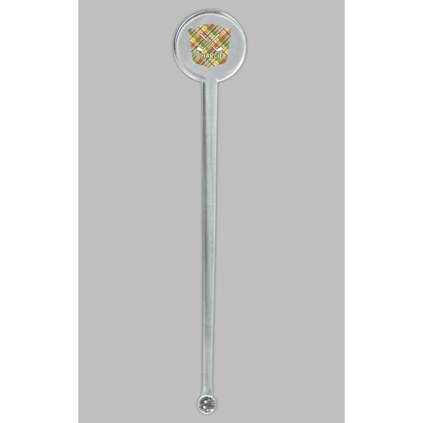 Golfer's Plaid Clear Plastic 7" Stir Stick - Round - Single Stick