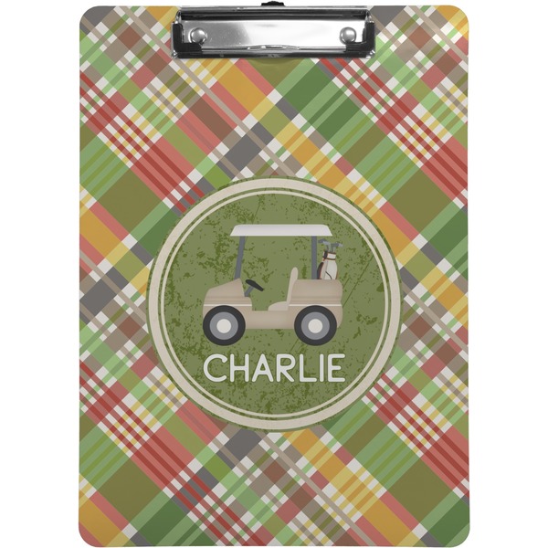 Custom Golfer's Plaid Clipboard (Letter Size) (Personalized)