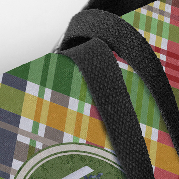 Golfer's Plaid Closeup of Tote w/Black Handles