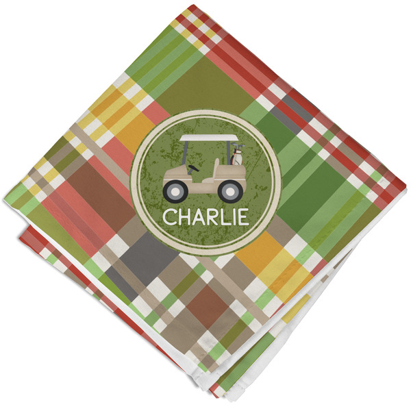 Custom Golfer's Plaid Cloth Cocktail Napkin - Single w/ Name or Text