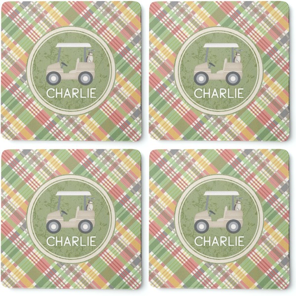 Golfer's Plaid Coaster Rubber Back - Apvl
