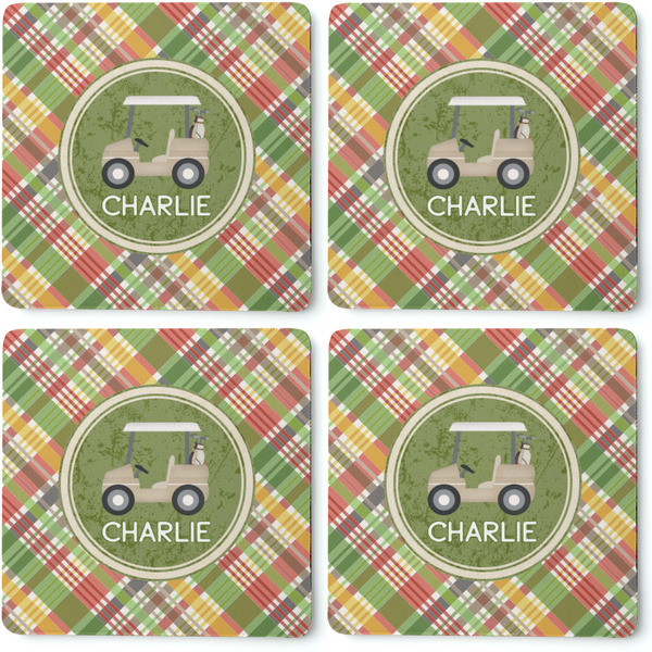 Golfer's Plaid Coaster Rubber Back - Apvl