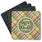 Golfer's Plaid Square Rubber Backed Coasters - Set of 4 (Personalized)