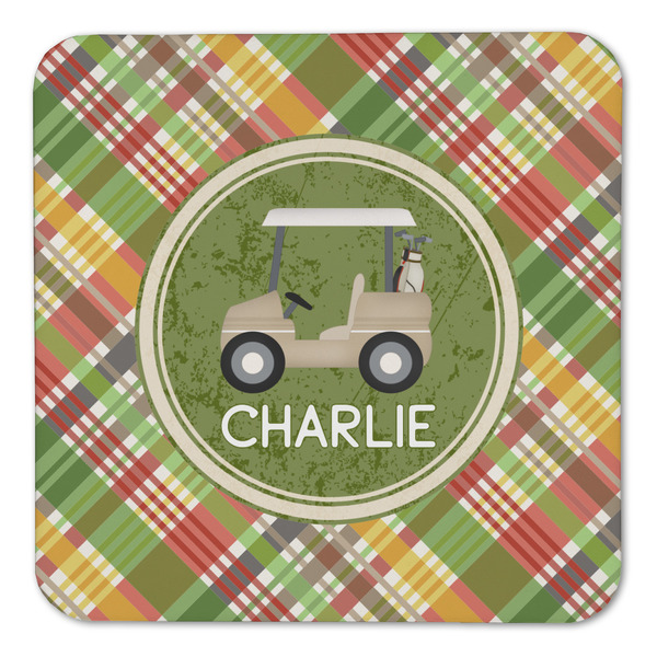 Golfer's Plaid Coaster Set - FRONT (one)