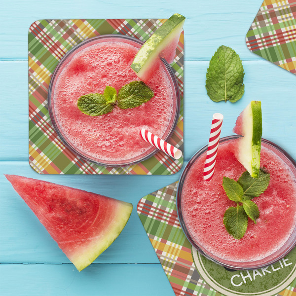 Golfer's Plaid Coaster Set - LIFESTYLE