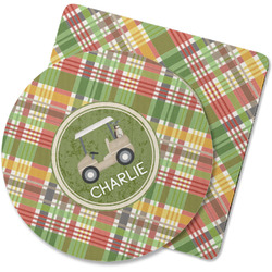 Golfer's Plaid Rubber Backed Coaster (Personalized)