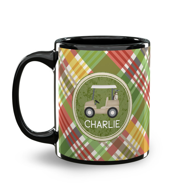 Golfer's Plaid Coffee Mug - 11 oz - Black