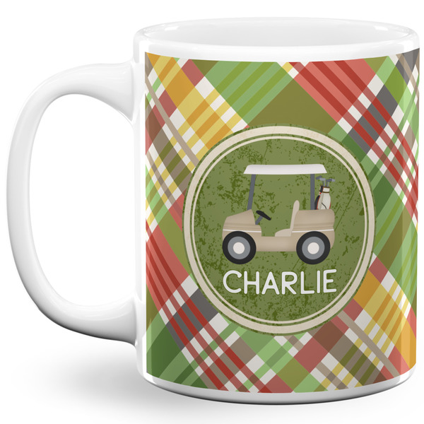 Custom Golfer's Plaid 11 Oz Coffee Mug - White (Personalized)