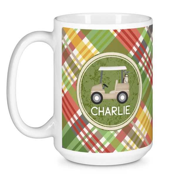 Golfer's Plaid Coffee Mug - 15 oz - White