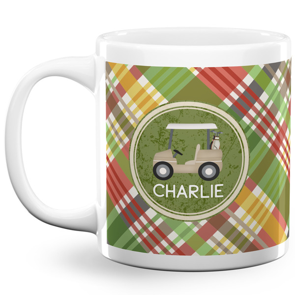 Golfer's Plaid Coffee Mug - 20 oz - White