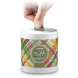 Golfer's Plaid Coin Bank (Personalized)