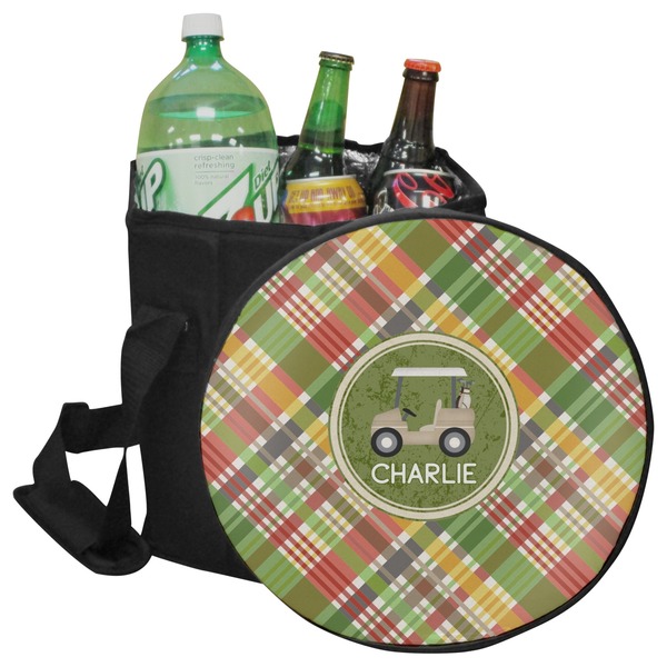 Custom Golfer's Plaid Collapsible Cooler & Seat (Personalized)