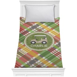 Golfer's Plaid Comforter - Twin (Personalized)