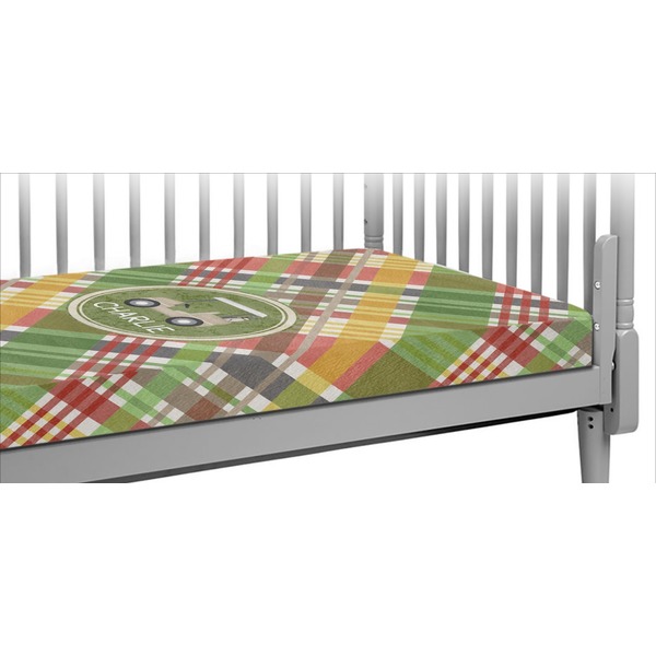 Custom Golfer's Plaid Crib Fitted Sheet (Personalized)