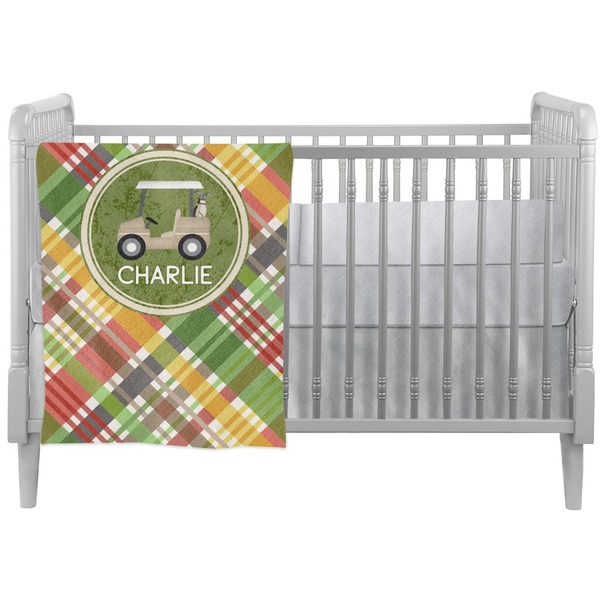 Custom Golfer's Plaid Crib Comforter / Quilt (Personalized)