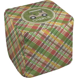 Golfer's Plaid Cube Pouf Ottoman - 13" (Personalized)