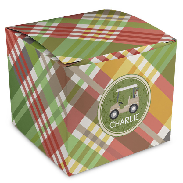 Custom Golfer's Plaid Cube Favor Gift Boxes (Personalized)