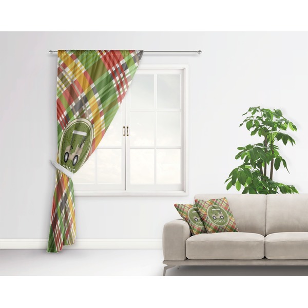 Golfer's Plaid Curtain With Window and Rod - in Room Matching Pillow