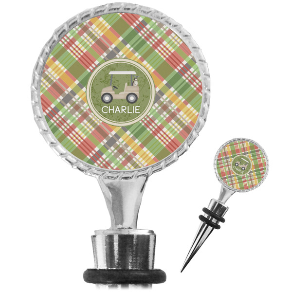 Custom Golfer's Plaid Wine Bottle Stopper (Personalized)