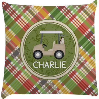 Golfer's Plaid Decorative Pillow Case (Personalized)