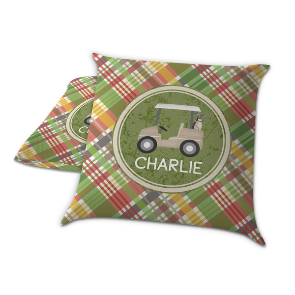 Golfer's Plaid Decorative Pillow Case - TWO