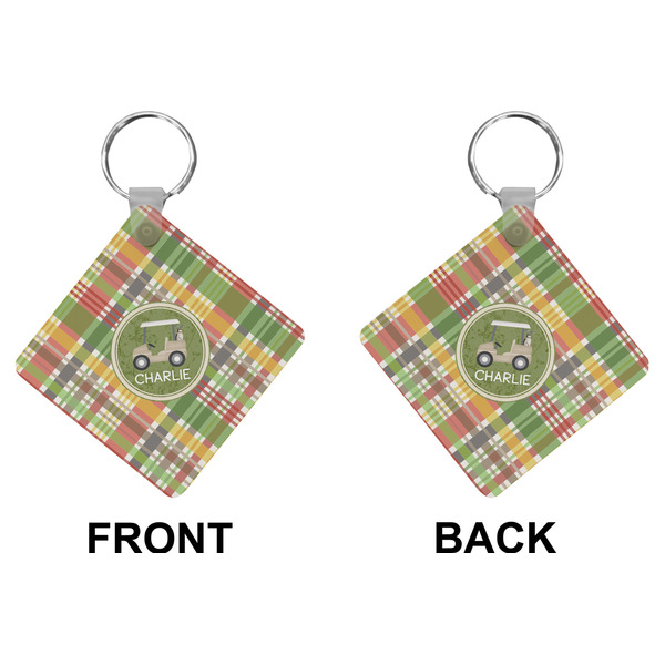 Golfer's Plaid Diamond Keychain (Front + Back)