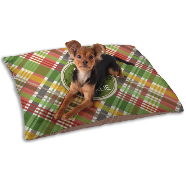 Custom Golfer's Plaid Dog Bed - Small w/ Name or Text