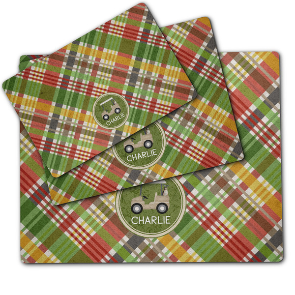 Golfer's Plaid Dog Food Mat - MAIN (sm, med, lrg)