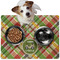 Golfer's Plaid Dog Food Mat - Medium w/ Name or Text