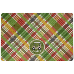 Golfer's Plaid Dog Food Mat w/ Name or Text