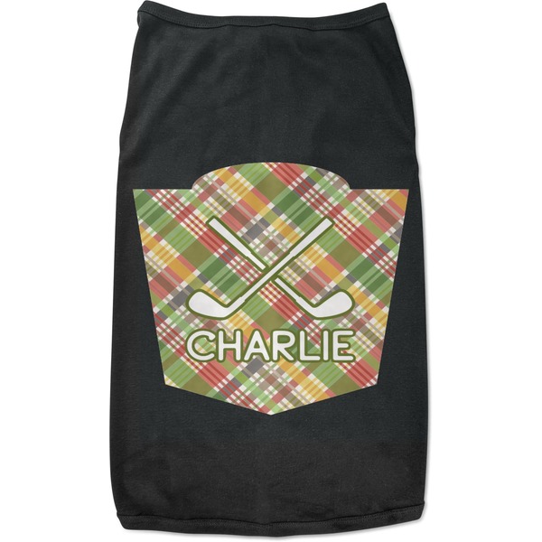 Custom Golfer's Plaid Black Pet Shirt - M (Personalized)