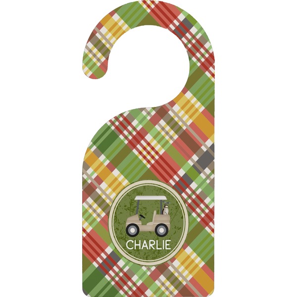 Custom Golfer's Plaid Door Hanger (Personalized)