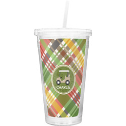 Golfer's Plaid Double Wall Tumbler with Straw (Personalized)