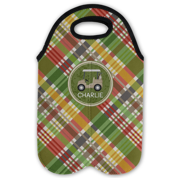 Golfer's Plaid Double Wine Tote - Flat (new)