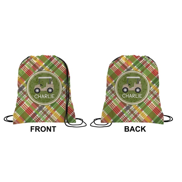 Golfer's Plaid Drawstring Backpack Front & Back Medium