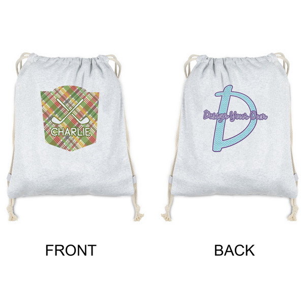 Golfer's Plaid Drawstring Backpacks - Sweatshirt Fleece - Double Sided - APPROVAL