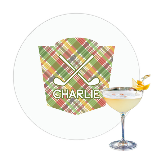 Custom Golfer's Plaid Printed Drink Topper - 3.25" (Personalized)