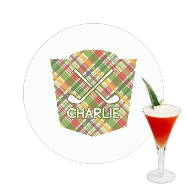 Custom Golfer's Plaid Printed Drink Topper -  2.5" (Personalized)