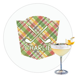 Golfer's Plaid Printed Drink Topper - 3.5" (Personalized)