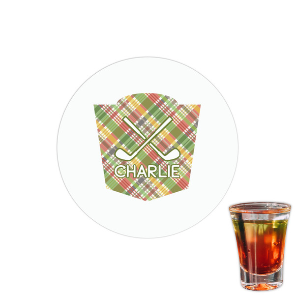 Custom Golfer's Plaid Printed Drink Topper - 1.5" (Personalized)